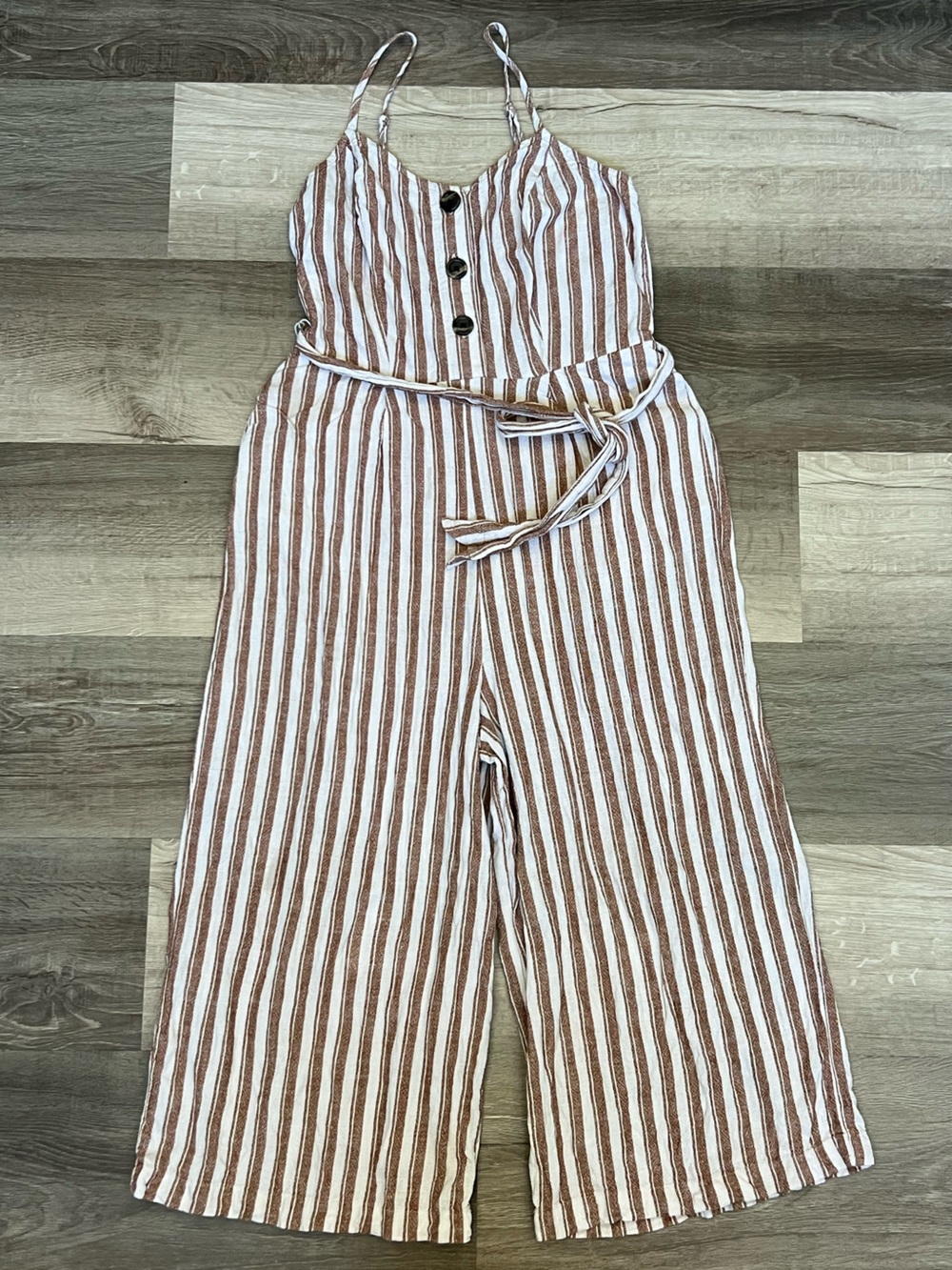 Striped Brown & White Kids Pajamas Romper